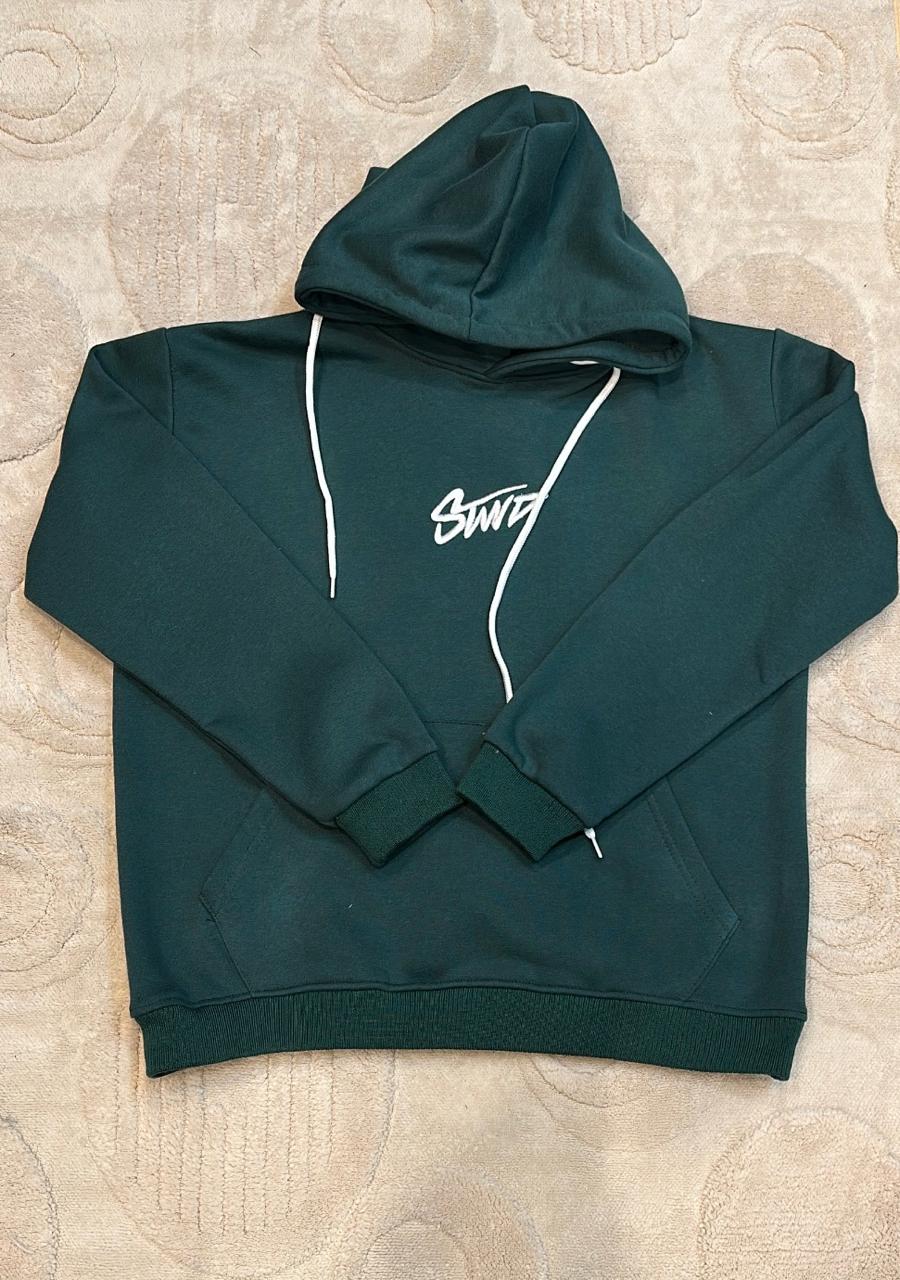 STWD Forest Green Hoodie | Deep Evergreen Pullover with White Logo
