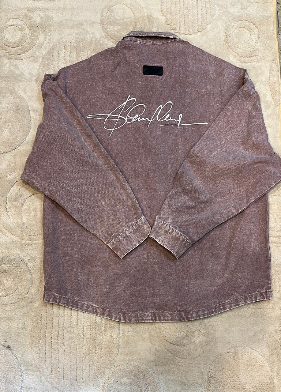 Faded Rose Canvas Embroidered Shacket