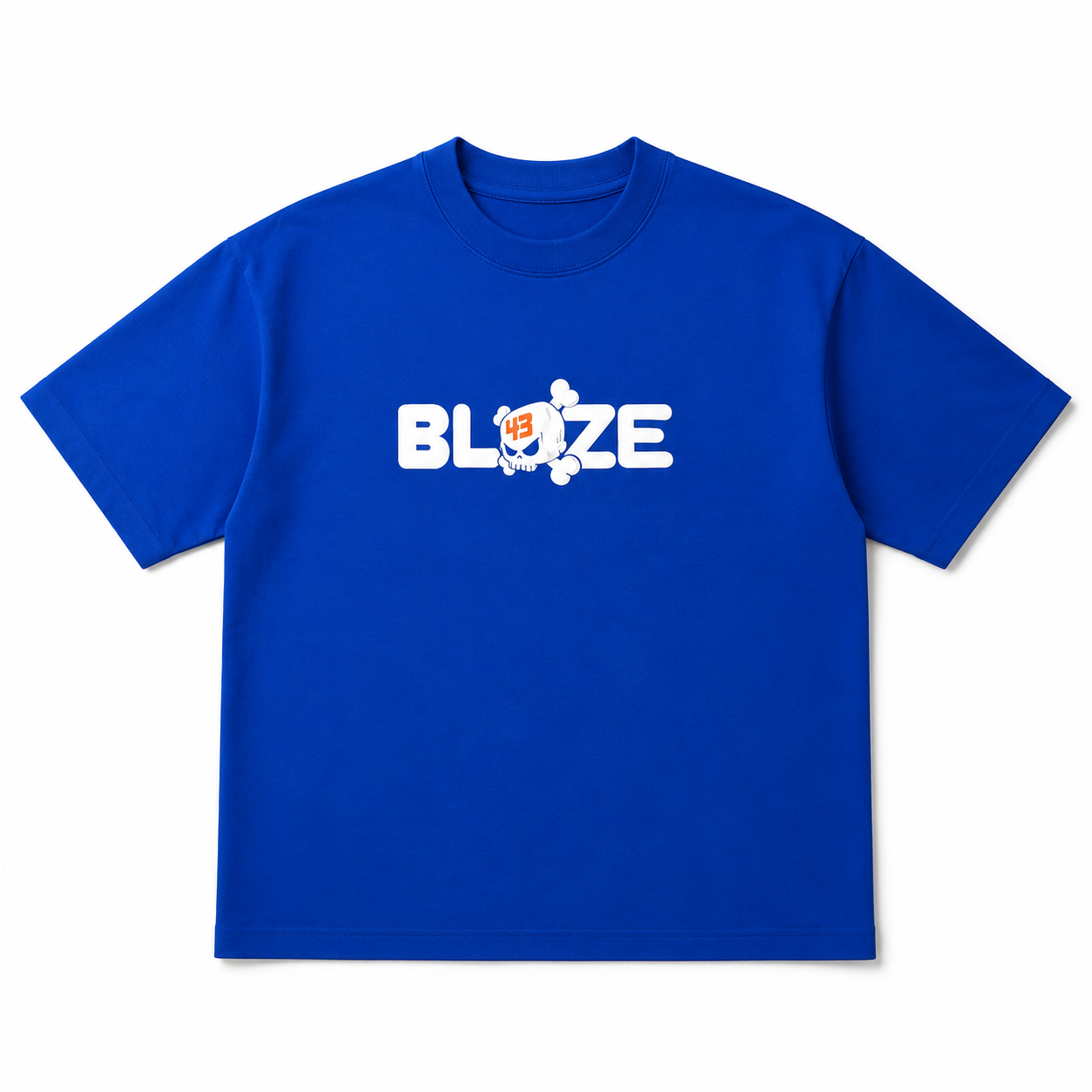 Blue Blaze Skull Graphic T-Shirt
