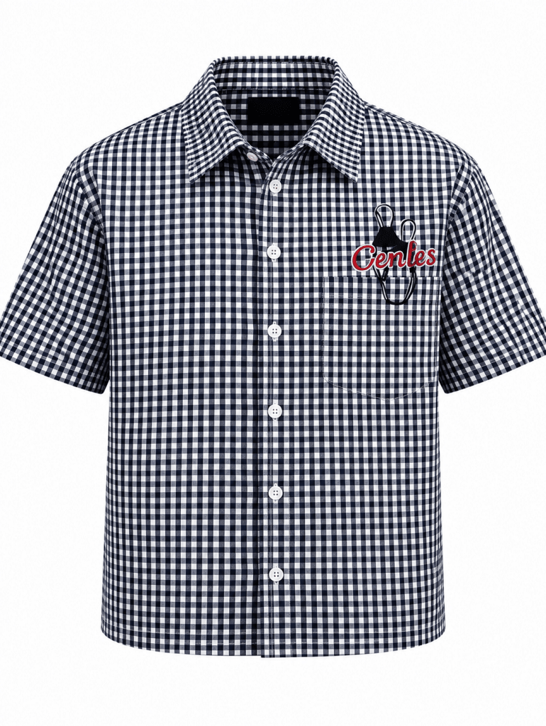 Cenles Gingham Short Sleeve Shirt – Navy & White - Shirts - Darkdxb