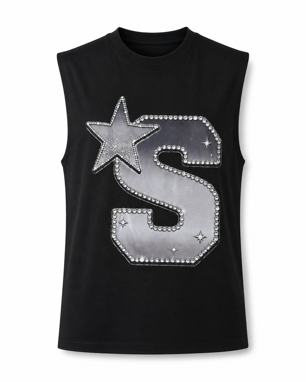 Black Blind Cupid Sleeveless Graphic T-Shirt