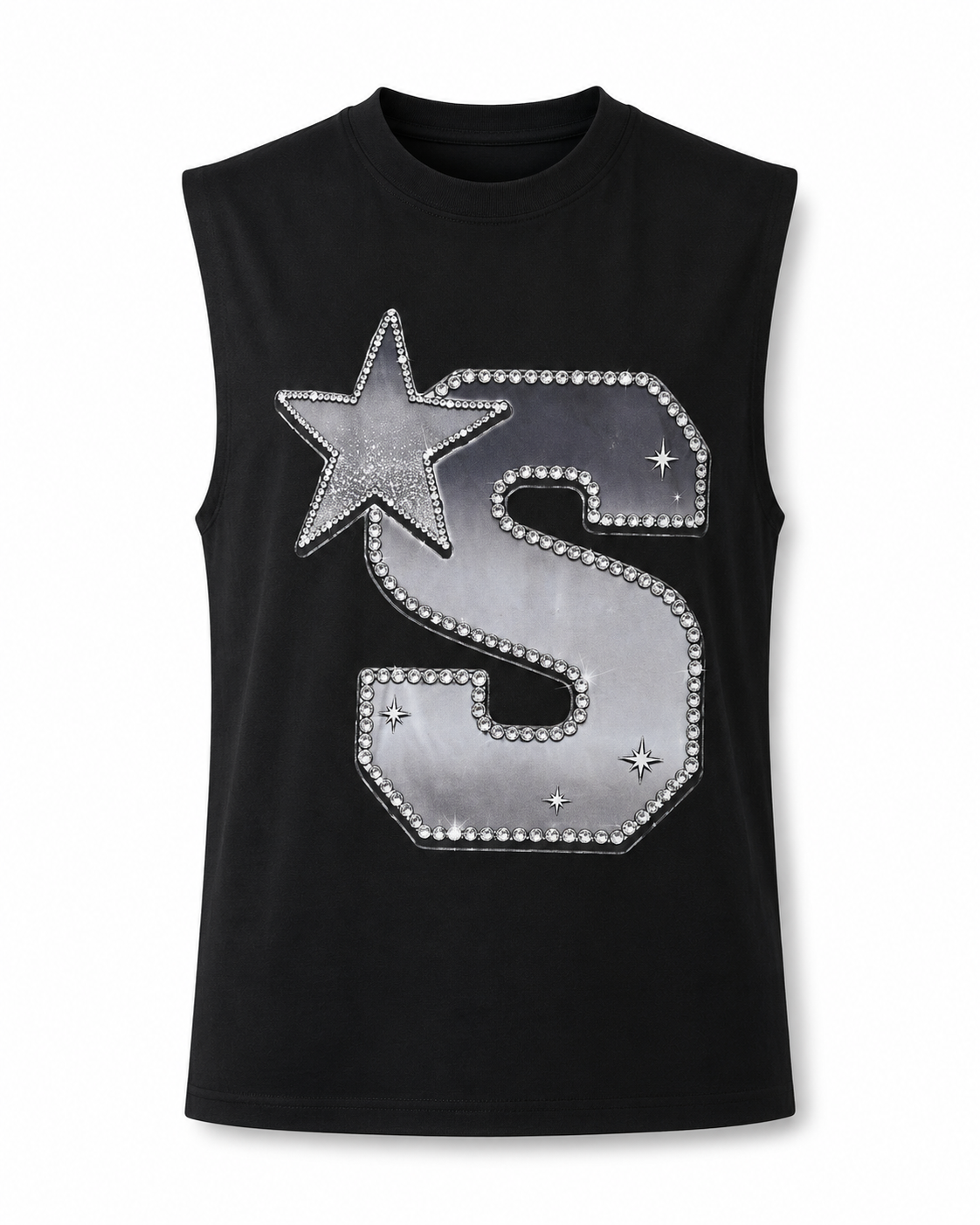 Black Blind Cupid Sleeveless Graphic T-Shirt