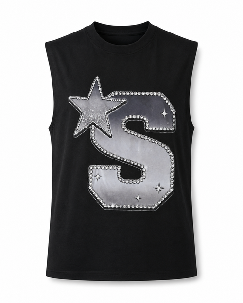 Black Blind Cupid Sleeveless Graphic T-Shirt