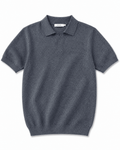 Charcoal Grey Melange Knit Polo Shirt – Premium Short Sleeve Smart Casual Top - Darkdxb