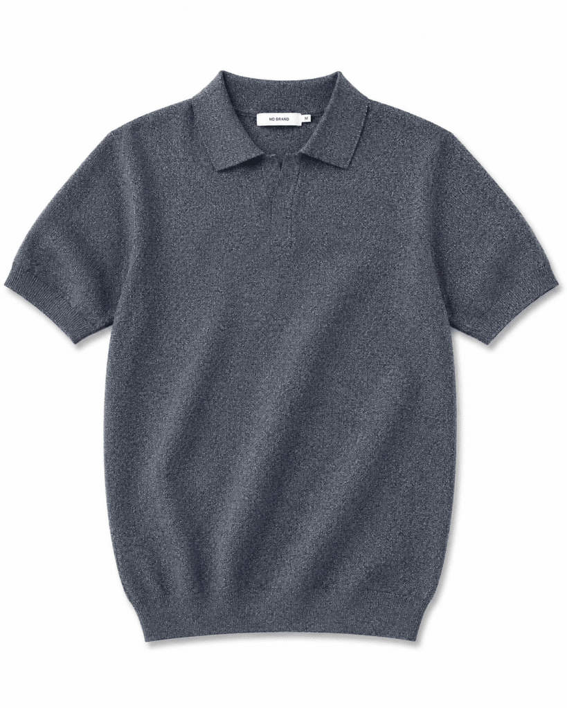 Charcoal Grey Melange Knit Polo Shirt – Premium Short Sleeve Smart Casual Top - Darkdxb