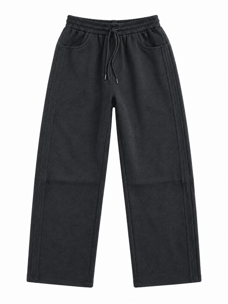Charcoal Grey Relaxed Wide-Leg Jogger Pants - Darkdxb