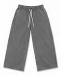 Charcoal Washed Wide Leg Sweatpants – Relaxed Fit Premium Streetwear Trousers - Darkdxb