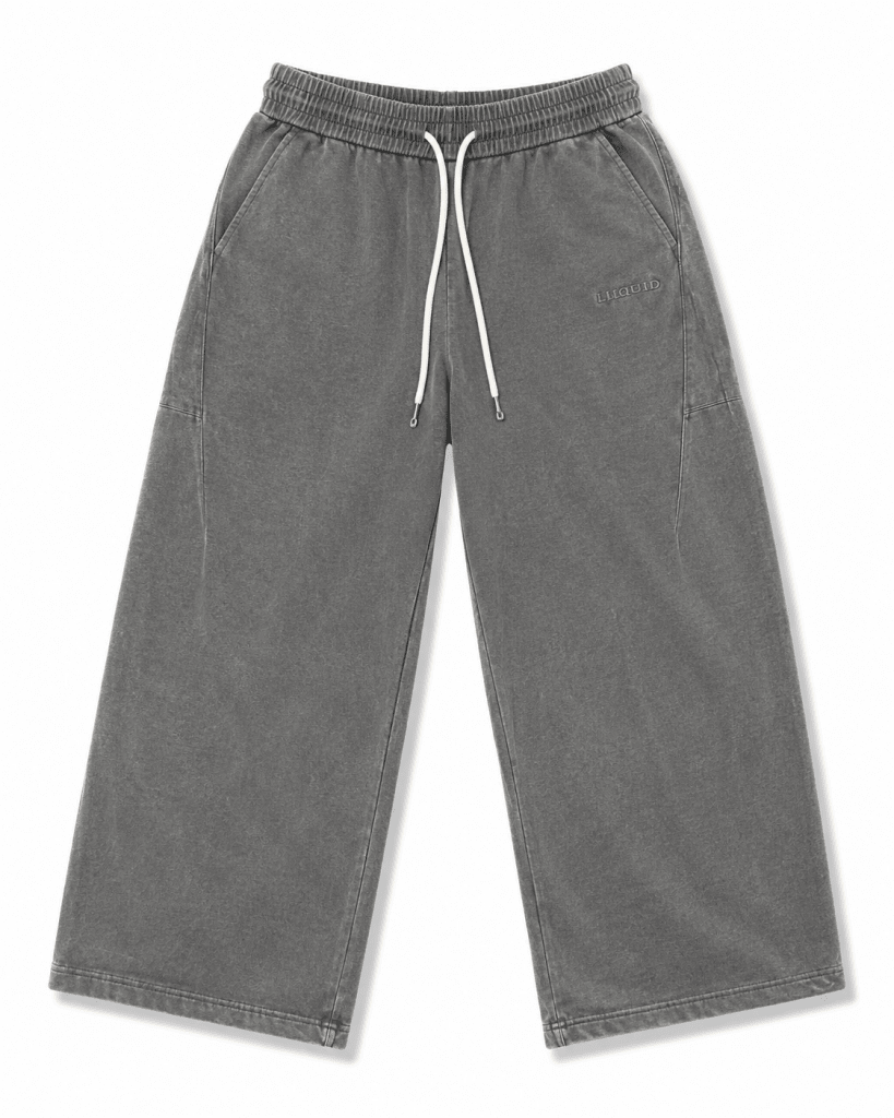 Charcoal Washed Wide Leg Sweatpants – Relaxed Fit Premium Streetwear Trousers - Darkdxb