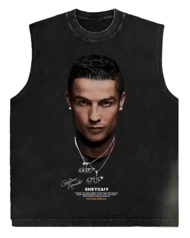 CR7 Cold Stare Graphic Muscle Tee — Dark Edition - Darkdxb