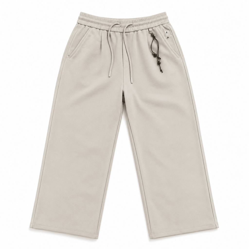 Cream Wide Leg Sweatpants – Premium Relaxed Fit Cotton Blend Trousers Darkdxb