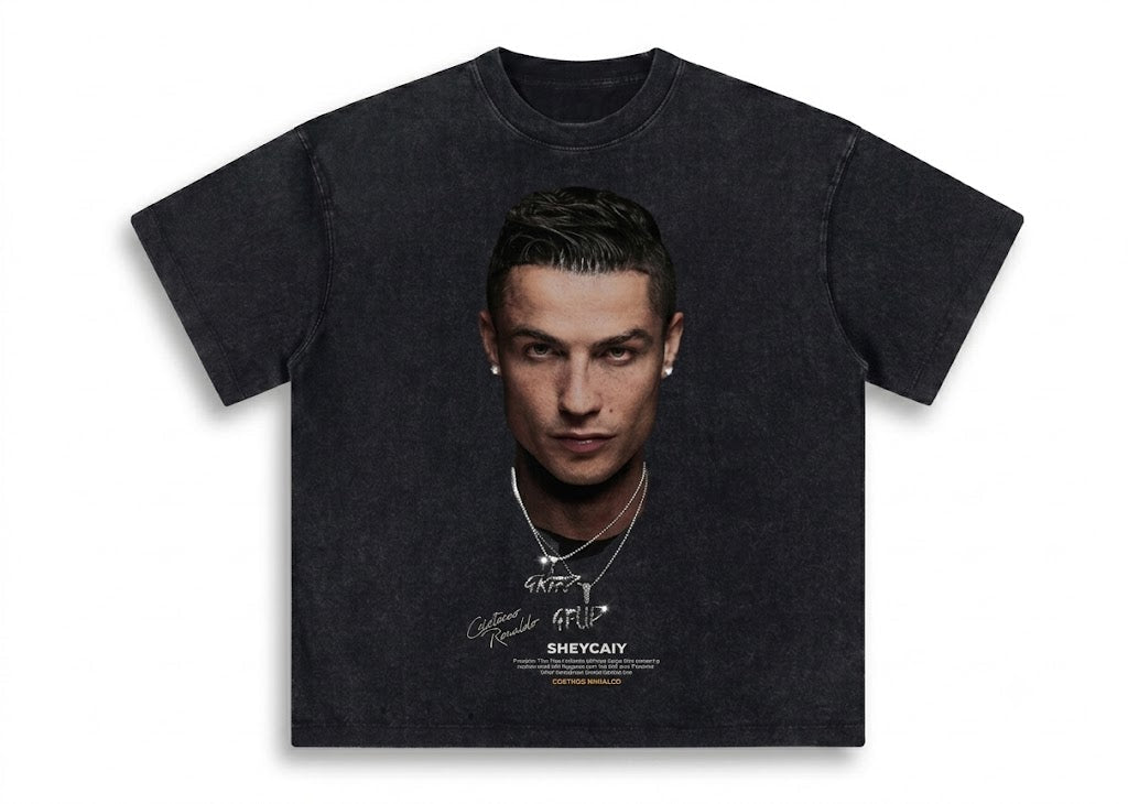 Cristiano Ronaldo Icon Vintage-Wash Graphic T-Shirt - Darkdxb