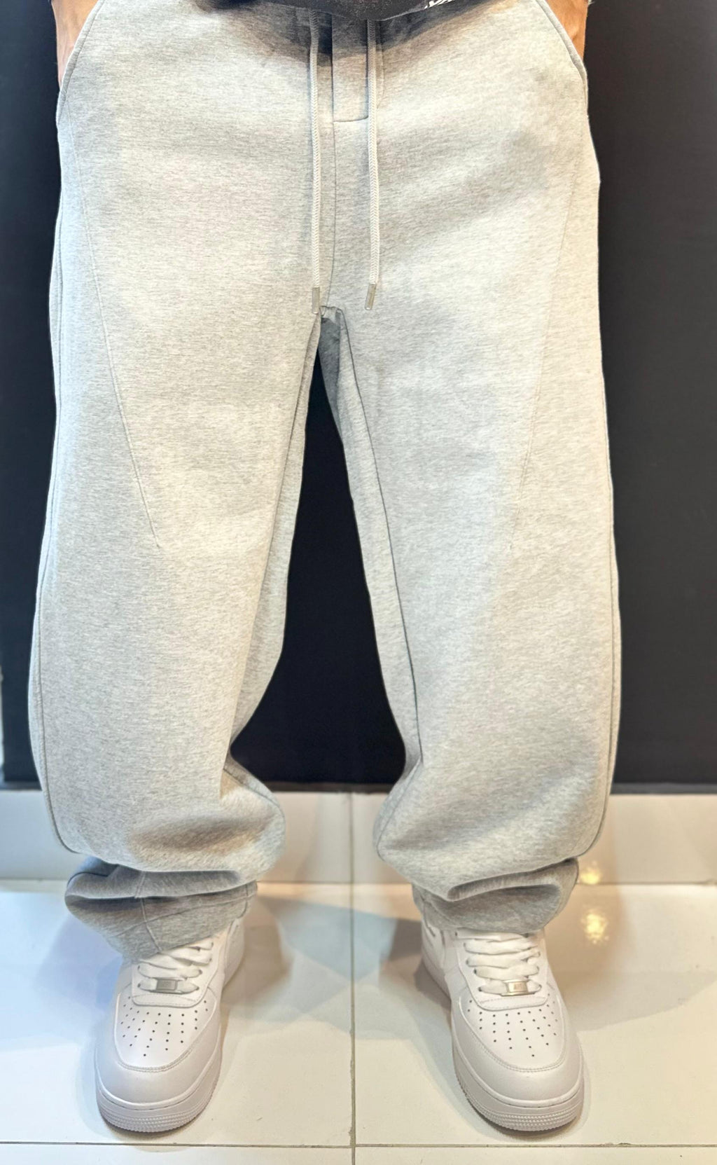 Light Grey Panel Seam Baggy Sweatpants