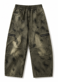 Vintage Olive Washed Utility Cargo Pants
