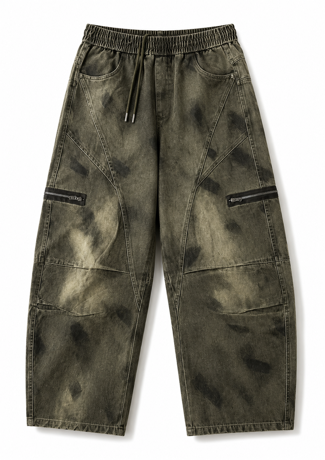 Vintage Olive Washed Utility Cargo Pants