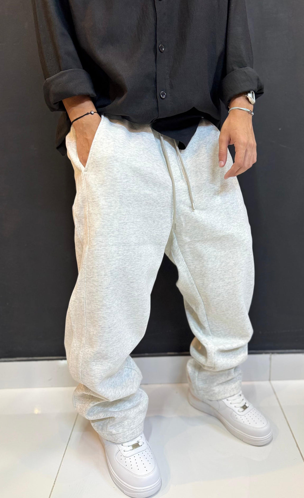 Baggy Retro Grey Denim with Curved Seams