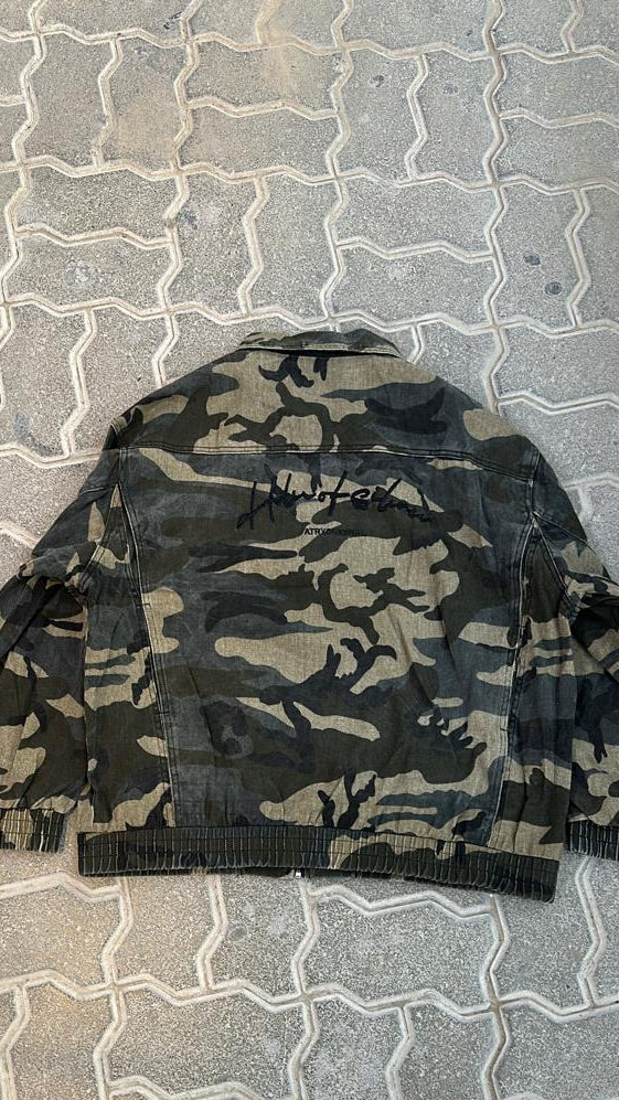 Camo Classic Woodland Camo Full-Zip Harrington Jacket | Utility Bomber with Script Logo