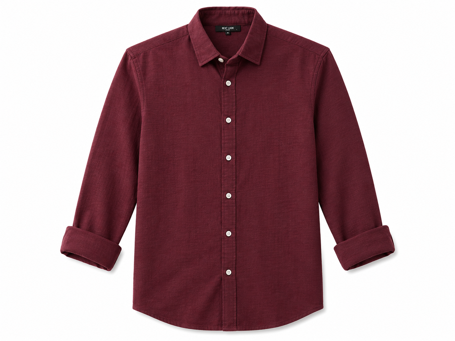 RMZ Burgundy Casual Button-Up Shirt – Premium Smart Casual Long Sleeve