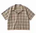 Men's Beige Plaid Short Sleeve Shirt – Relaxed Fit Casual Button-Up