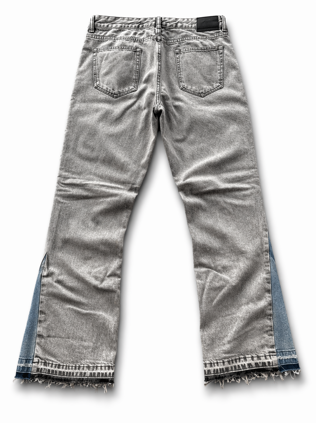 Light Grey Washed Denim Jeans with Contrast Panels