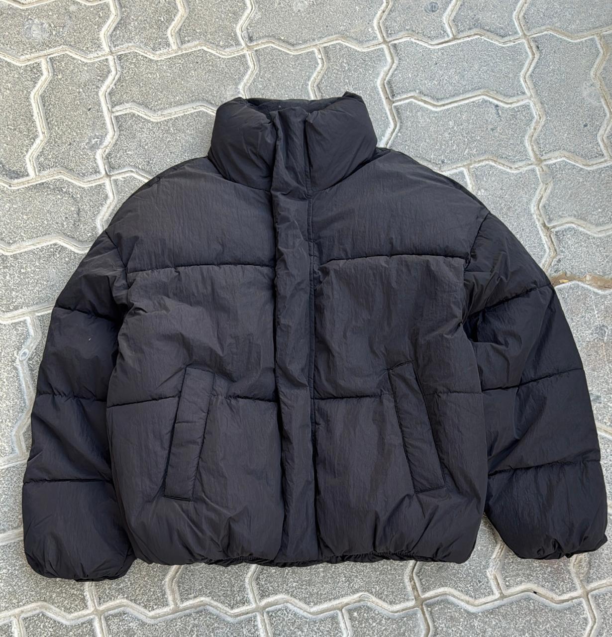 Classic Black Puffer Jacket | High Neck Insulated Puffy Coat | Cropped Streetwear Bubble Coat