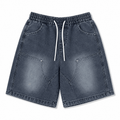 Dark Blue Washed Utility Denim Shorts – Relaxed Fit Streetwear Shorts - Darkdxb