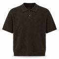 Dark Brown Metallic Knit Polo Shirt – Short Sleeve - Shirts - Darkdxb
