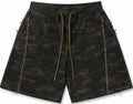 Dark Camo Raw-Edge Drawstring Shorts — Washed Edition - Shorts - Darkdxb