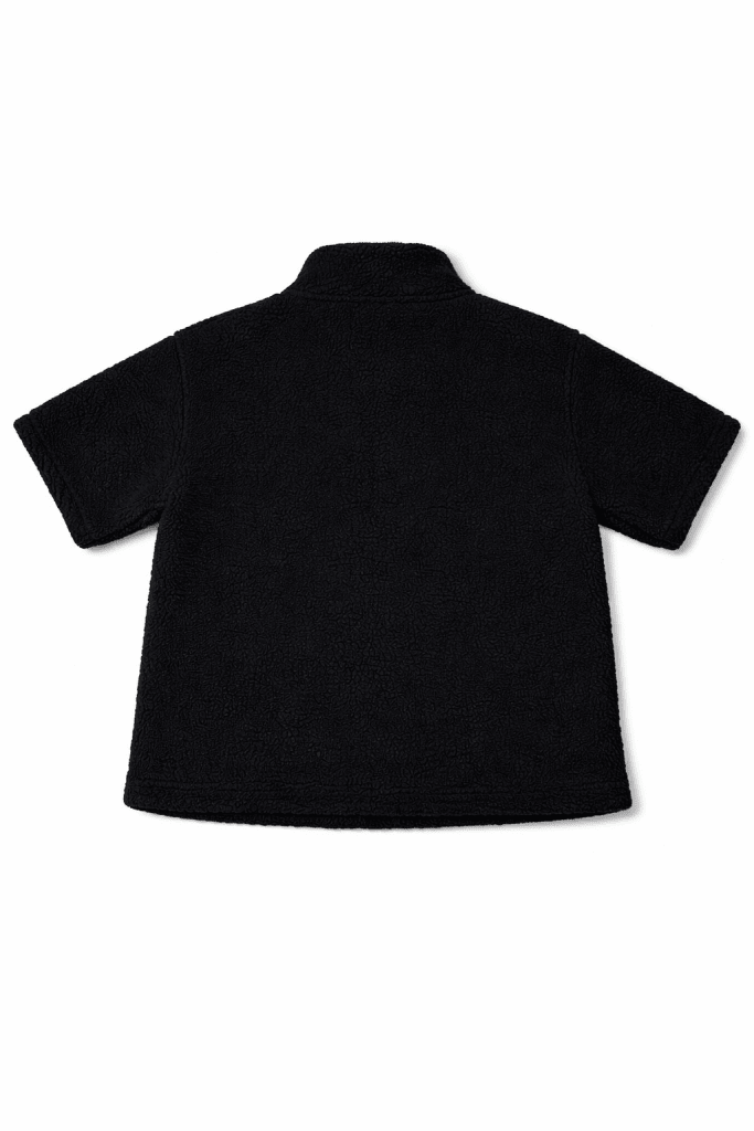 Dark Men’s Black Sherpa Fleece Zip Jacket – Minimal Cozy Streetwear - Darkdxb