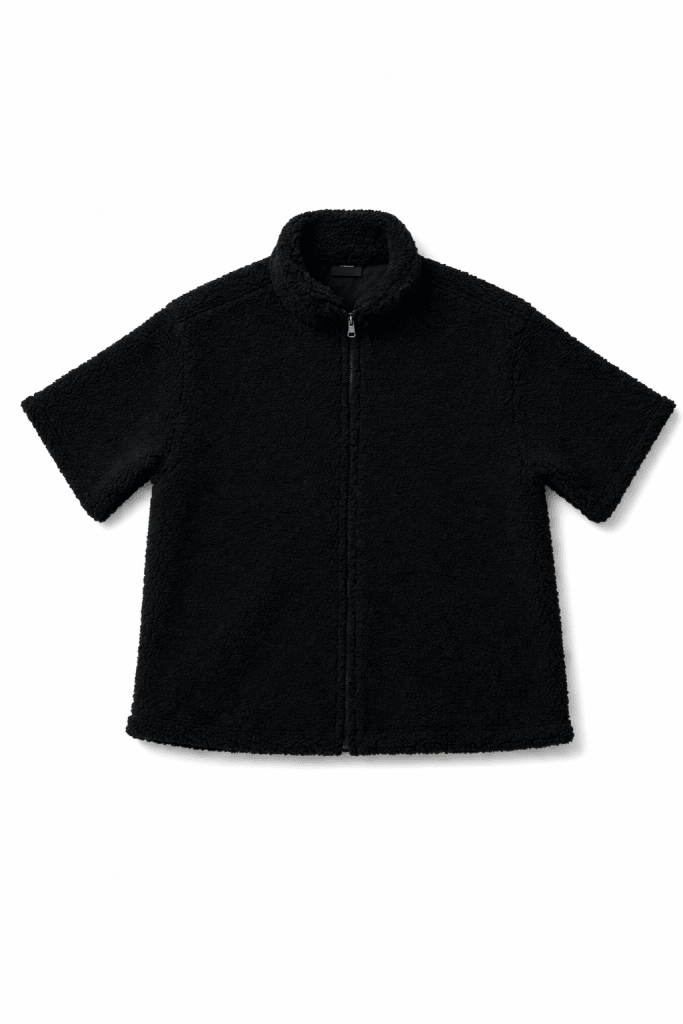 Dark Men’s Black Sherpa Fleece Zip Jacket – Minimal Cozy Streetwear - Darkdxb