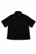 Dark Men’s Black Sherpa Fleece Zip Jacket – Minimal Cozy Streetwear - Darkdxb