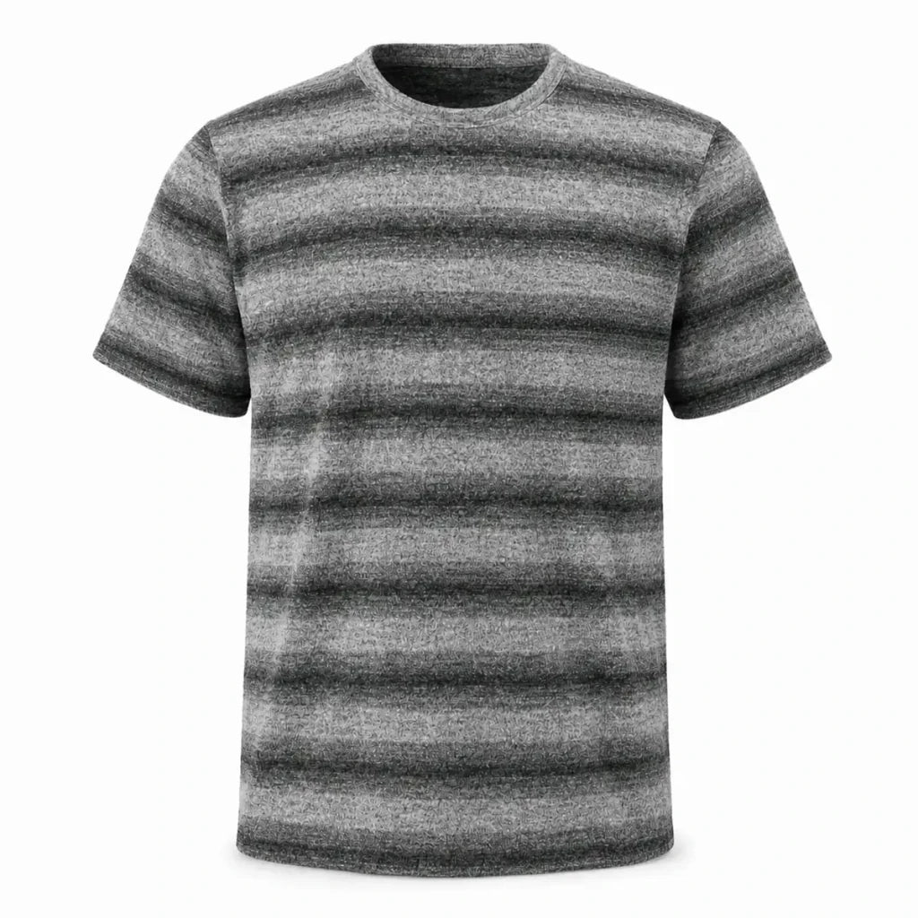 Darkdxb Grey Marl Stripe Tee — Texture Is the Statement - T-Shirt - Darkdxb
