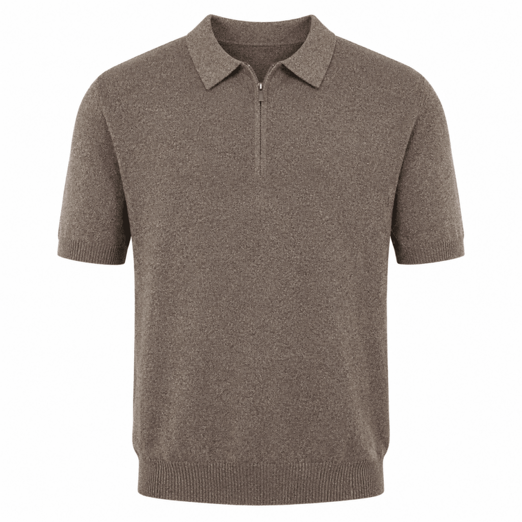 Darkdxb Knit Zip Polo Tee — The Detail That Changes Everything - T-Shirt - Darkdxb