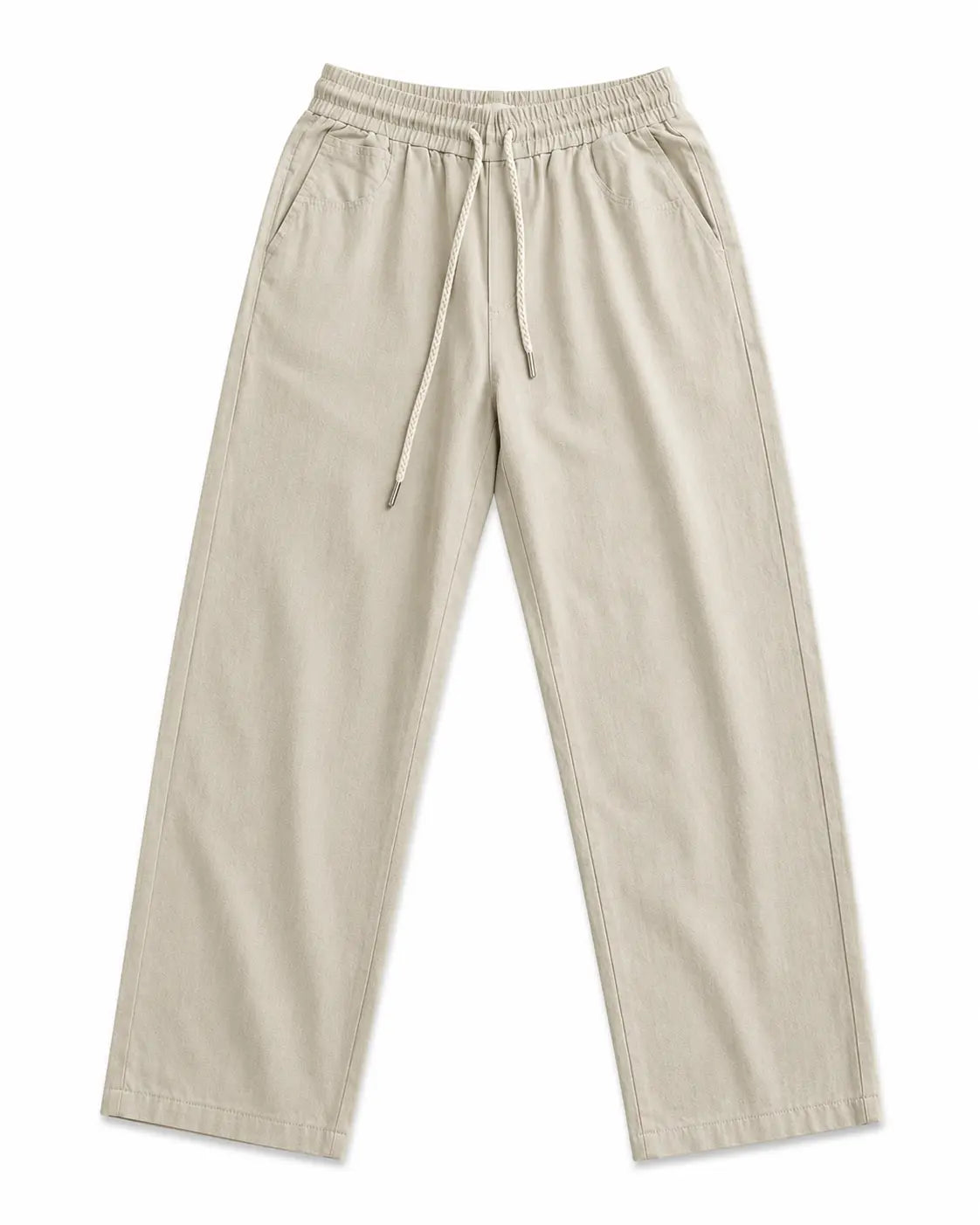 Premium Stone Beige Drawstring Linen Pants