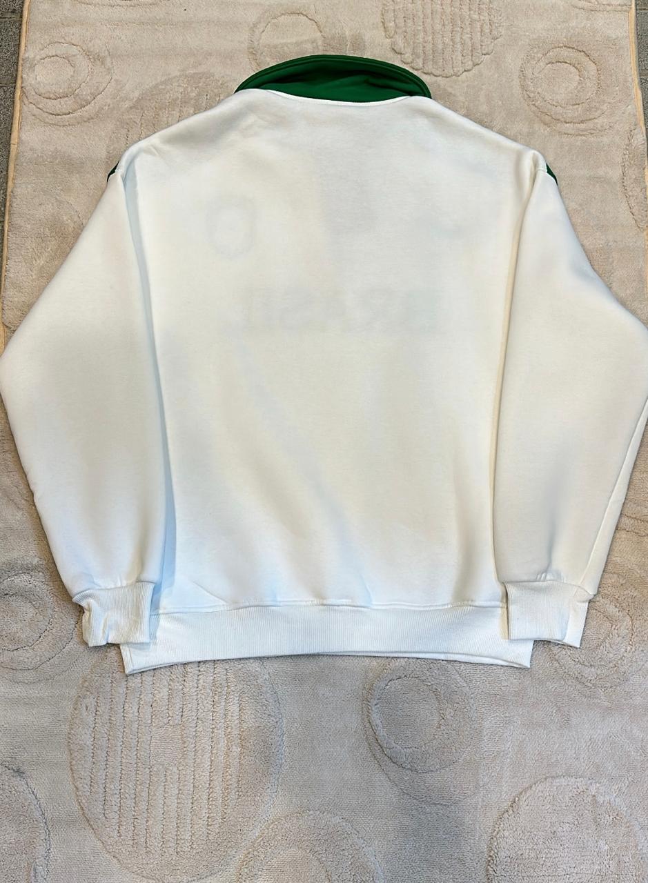 Reverse Colorway Nike Brasil Quarter-Zip Pullover - White & Green