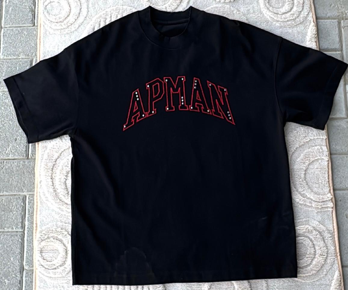 Oversized Black APMAN T-Shirt | Red Marquee/Arch Graphic Tee