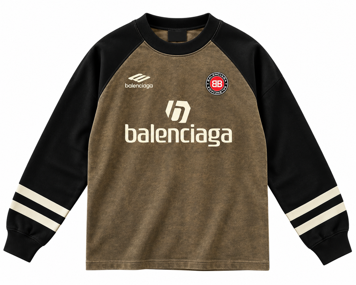 Brown & Black Long Sleeve Logo Jersey