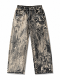 Vintage Wash Abstract Print Wide-Leg Jeans – Premium Streetwear Denim
