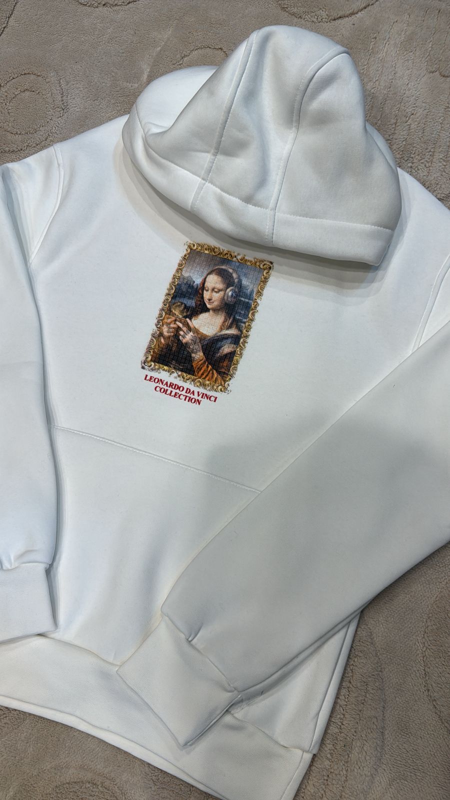 Mona Lisa "Headphone Edition" White Hoodie – Leonardo Da Vinci Collection