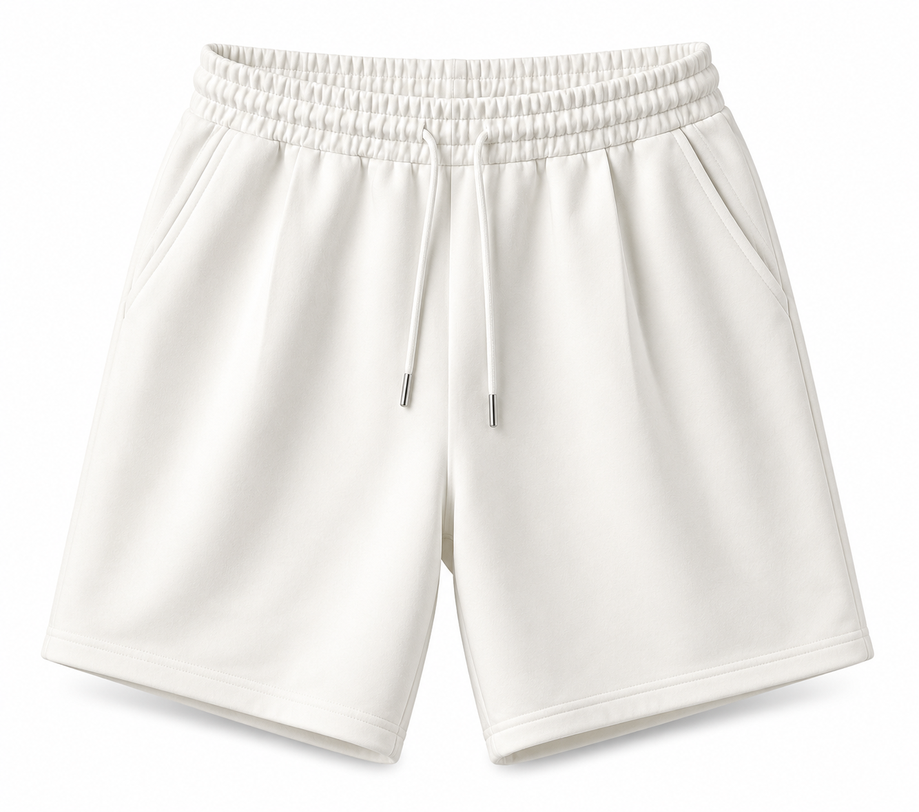 Premium White Cotton Drawstring Shorts
