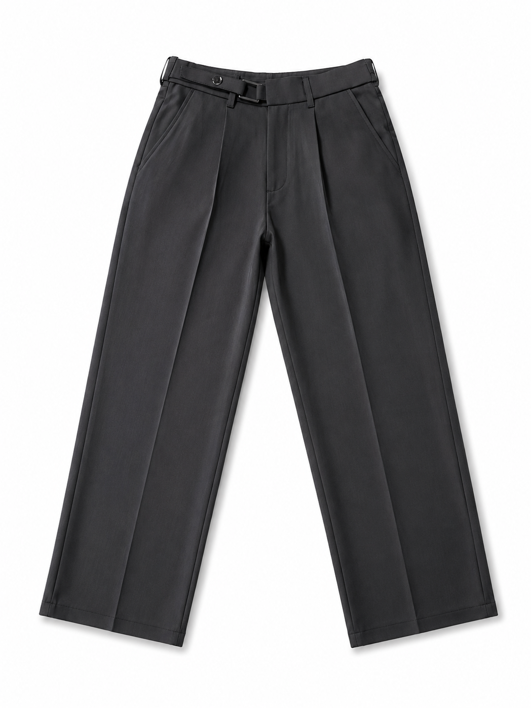 Men's Premium Charcoal Formal Trousers – Straight Fit with Belt Detail
