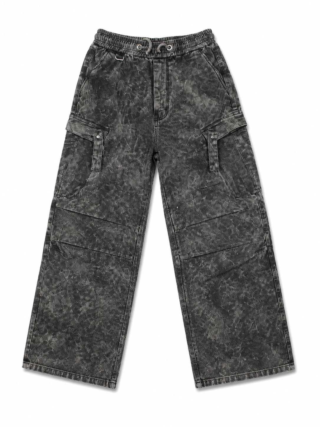Urban Washed Charcoal Cargo Denim Pants – Premium Wide Leg Utility Jeans
