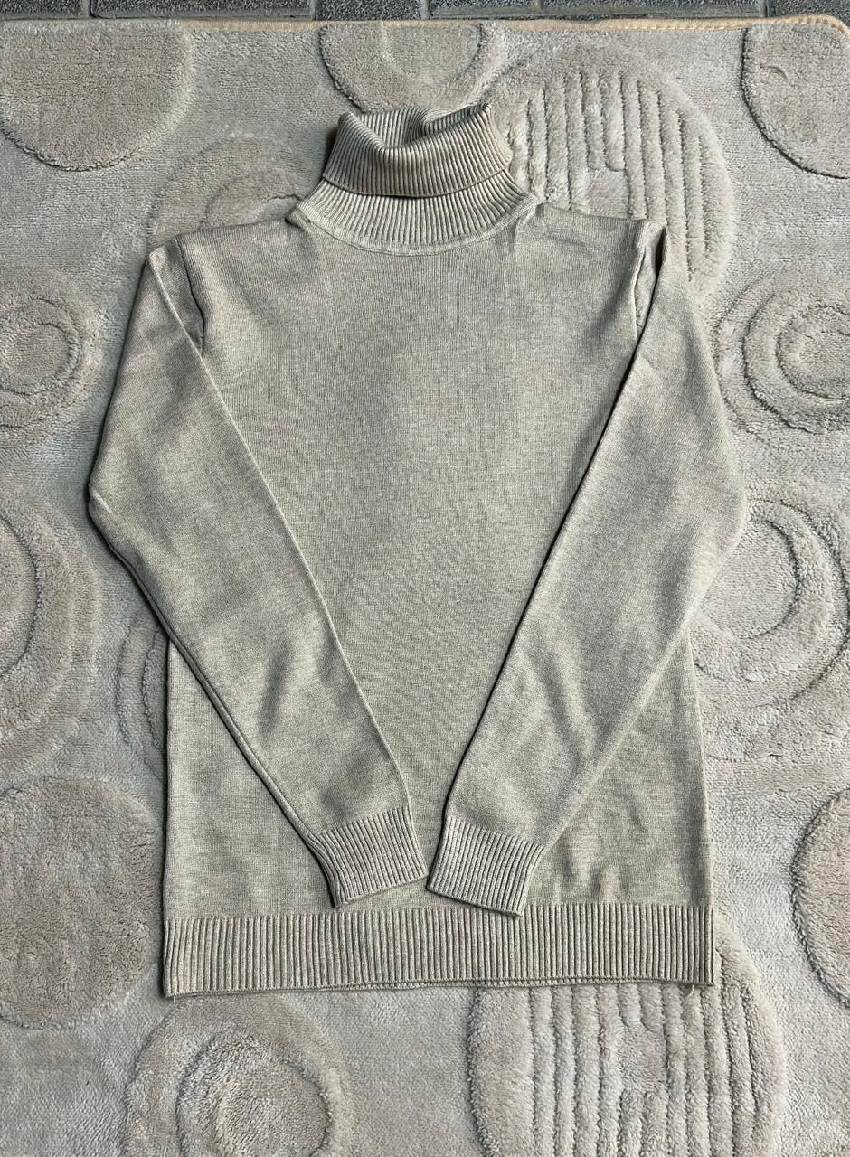 Neutral Beige Knit Turtleneck Sweater | Tan Roll Neck Jumper