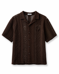 Loewe Dark Brown Crochet Knit Button-Up Shirt
