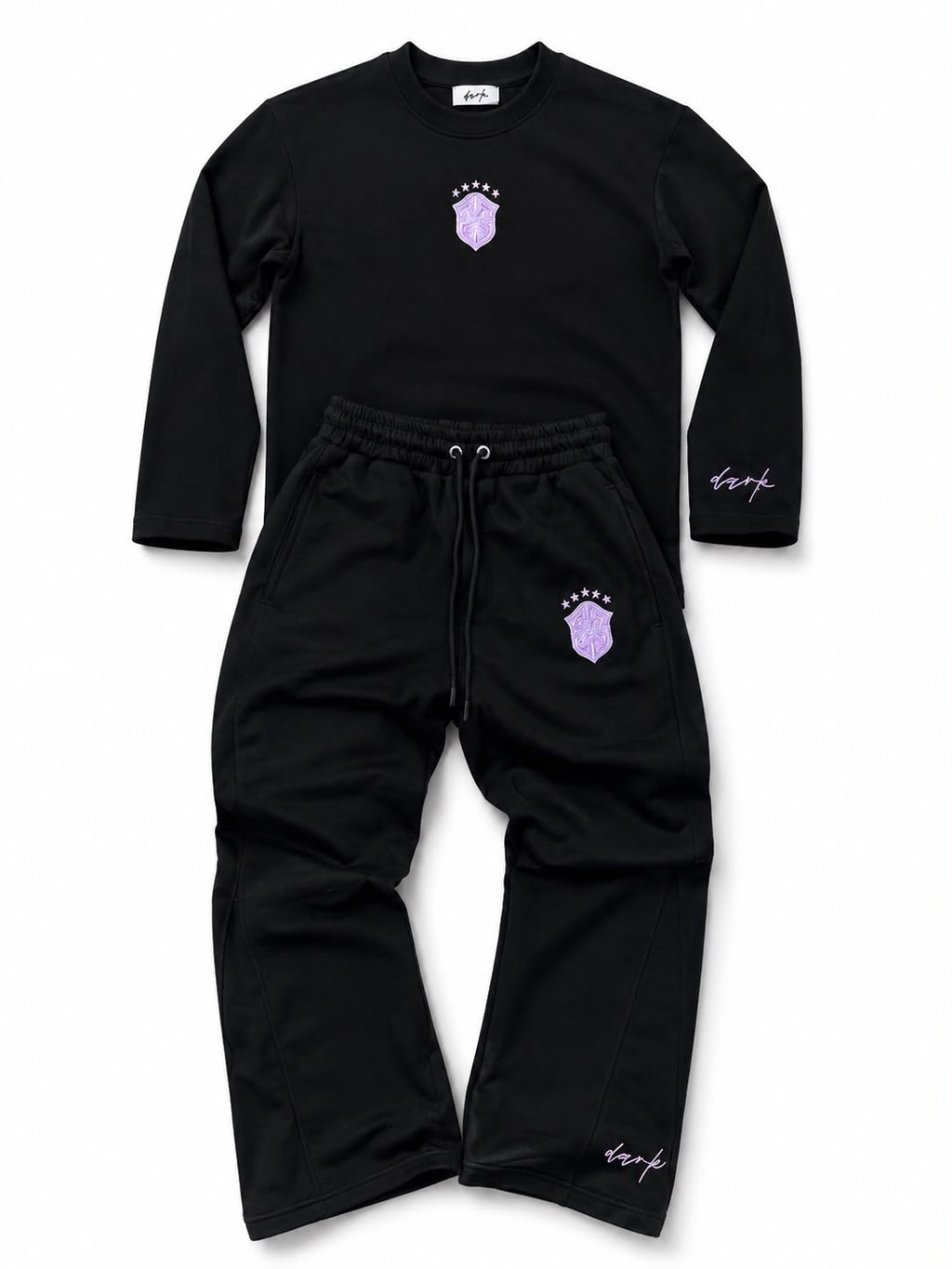 Black Brazil Long-Sleeve T-Shirt & Pants Set