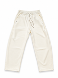 Cream Drawstring Casual Pants