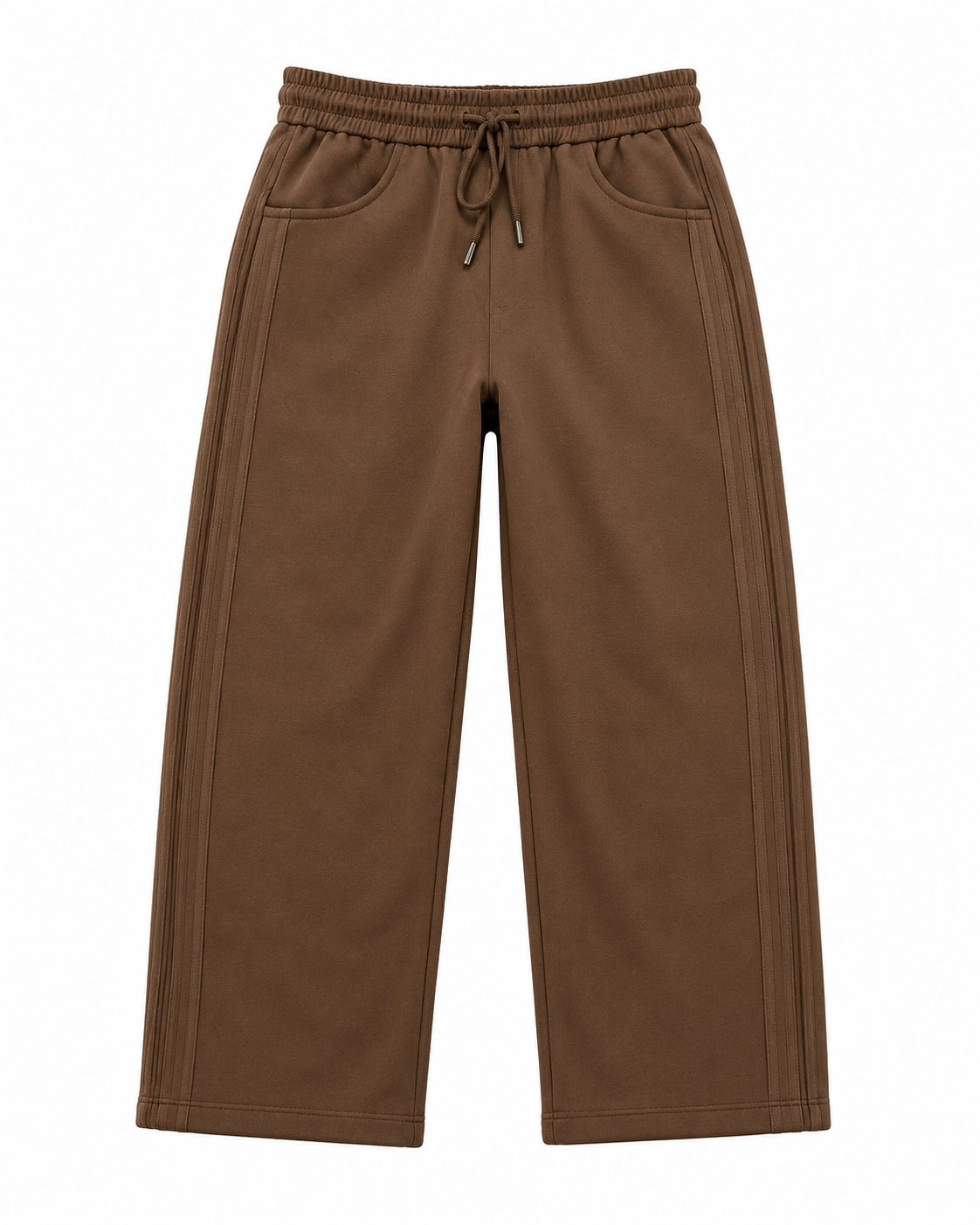Brown Relaxed Wide-Leg Jogger Pants