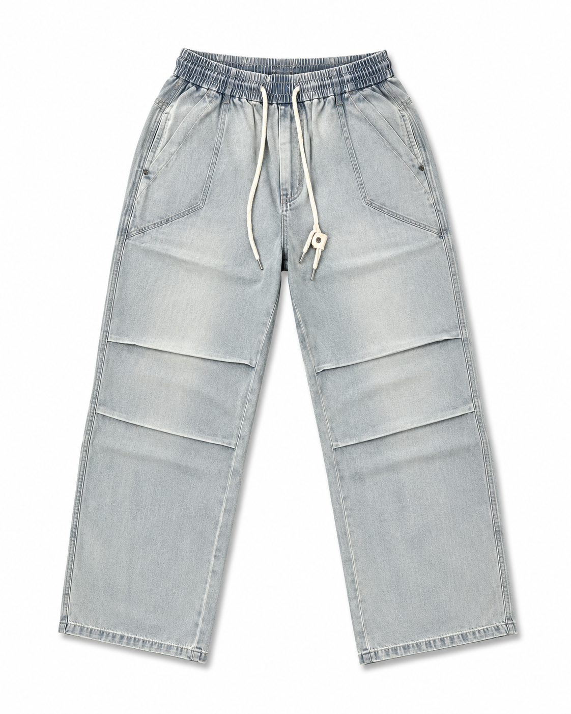 Urban Ice Blue Washed Denim Cargo Jogger Jeans – Premium Relaxed Fit Streetwear Pants
