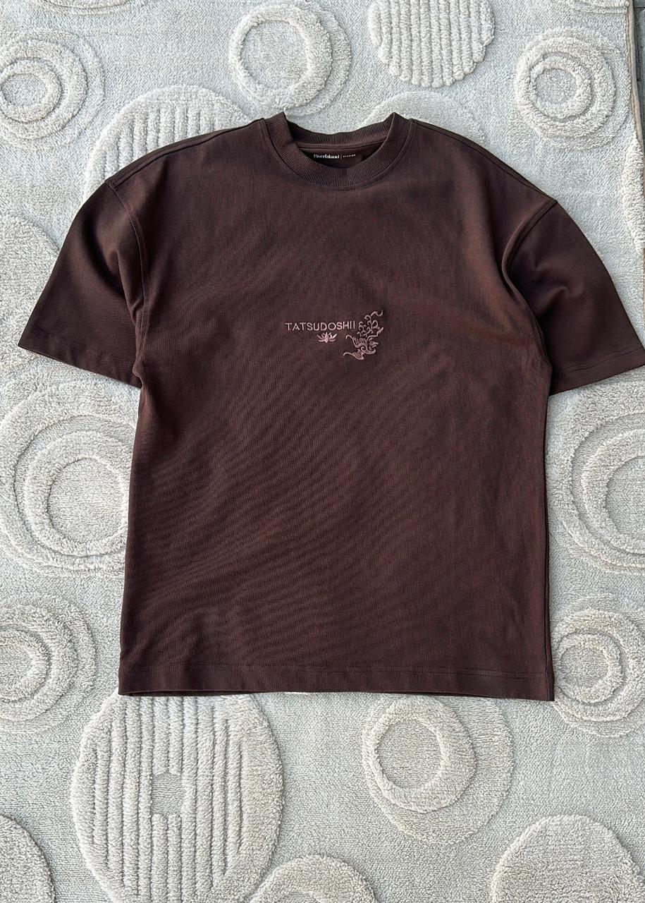 Brown Oversized T-Shirt with TATSUDOSHII Embroidery