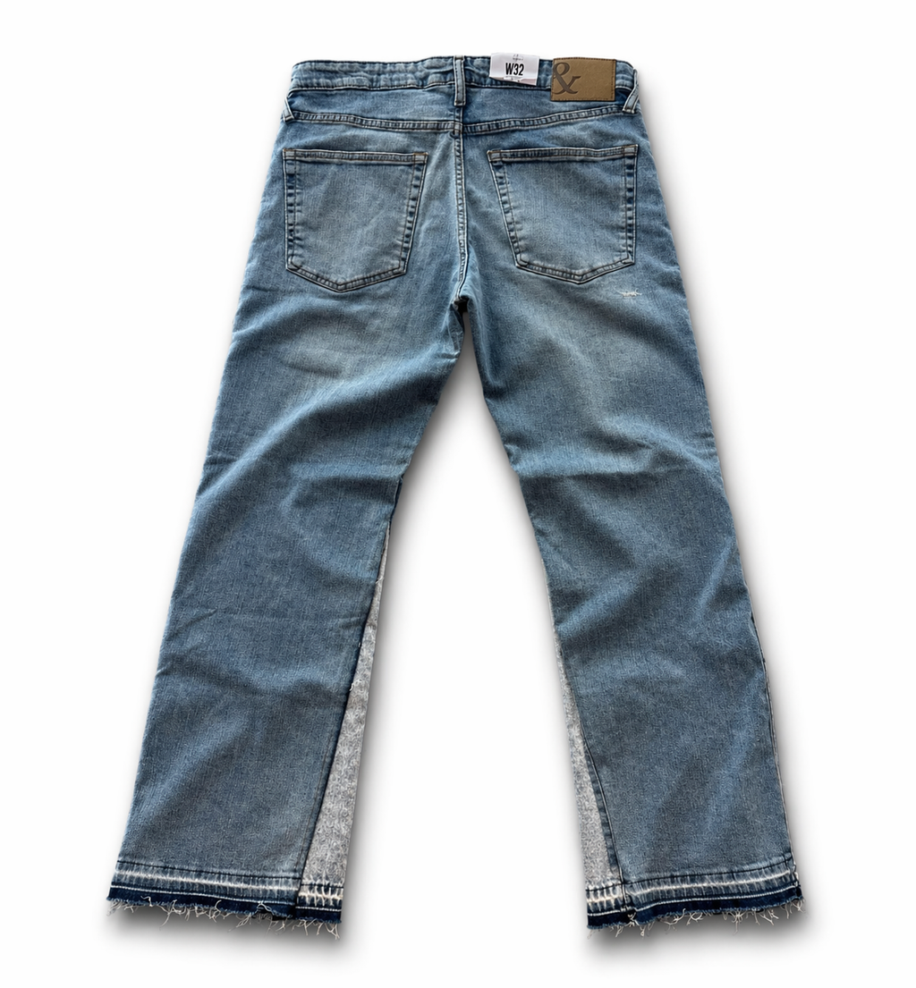 Light Wash Denim Jeans with Panel Detail