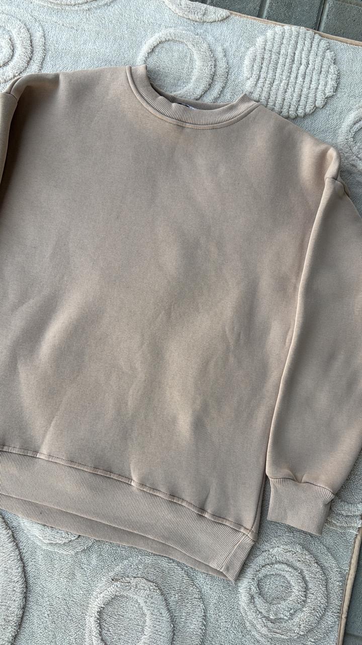 LAST PICK Tan/Beige Oversized Crewneck Sweatshirt | Essential Neutral Layer